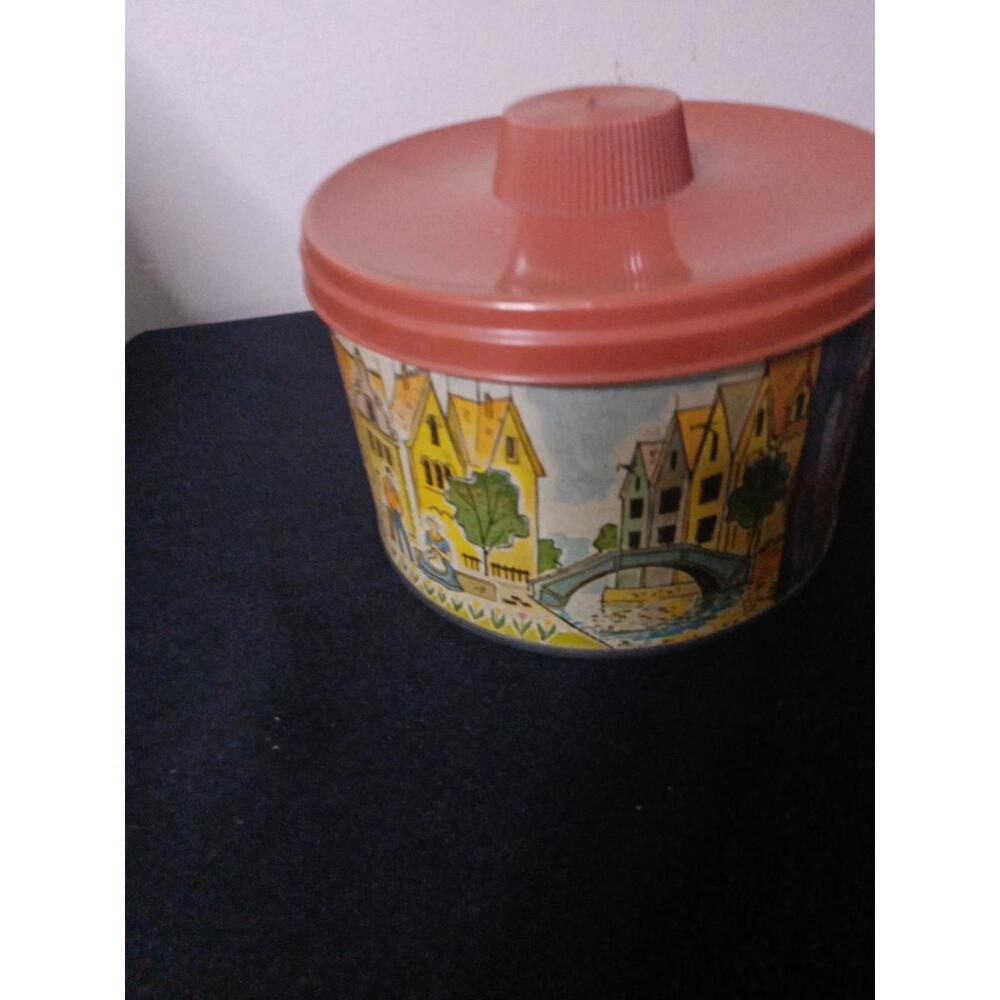 Vintage Mrs Leland's Old Fashioned Candies Tin w/ OrangLid ~ Scenes Venice Italy - Picture 6 of 9